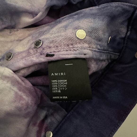 NEW Amiri Men's Cracked Tie Dye Carpenter Purple White Flare Wide Jeans Size 38 - Picture 13 of 16
